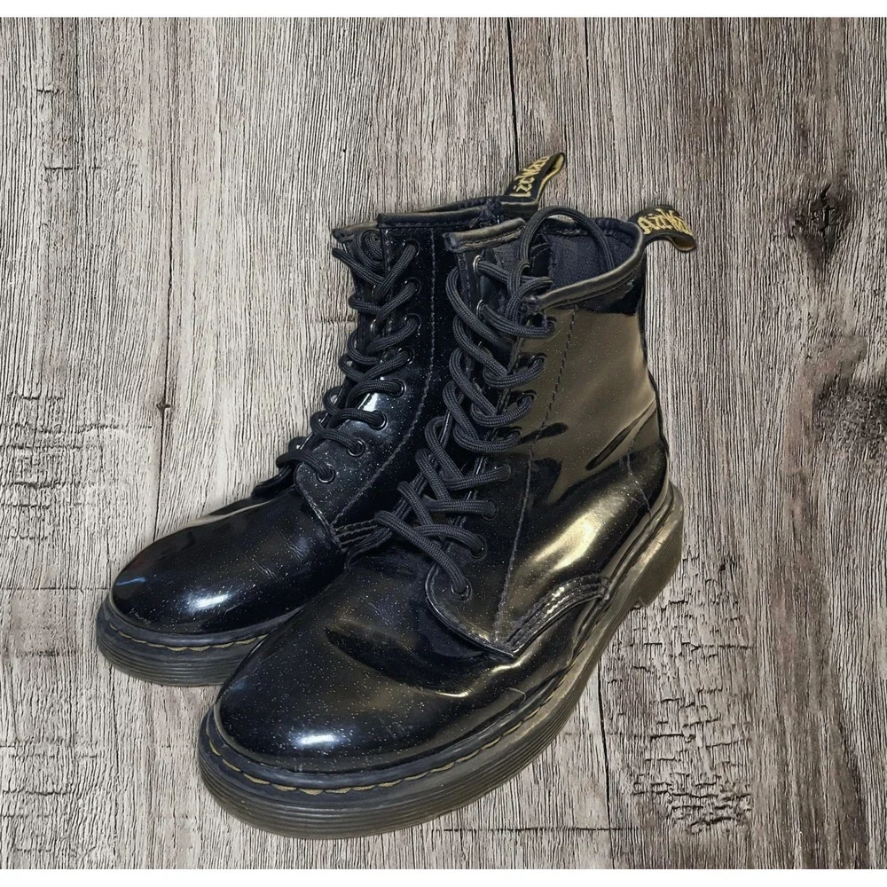 Dr. Martens Doc Boots Youth Size 3 Black Leather Side Zipper1460 J AW004